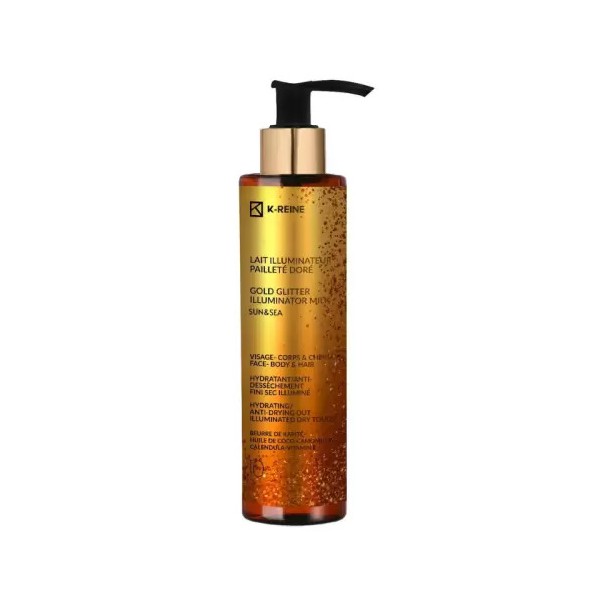 K-REINE LAIT ILLUMINATEUR PAILLETE DORE VISAGE CORPS ET CHEVEUX SPF10 150ML