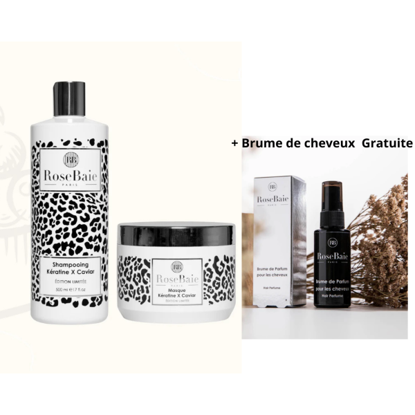 Pack gamme édition limitée Caviar X Kératine Rosebaie + Brume gratuite