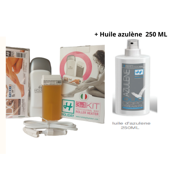 KIT DEPILATOIRE 3X1 HOLYDAY + HUILE D'AZULENE APRES CIRE