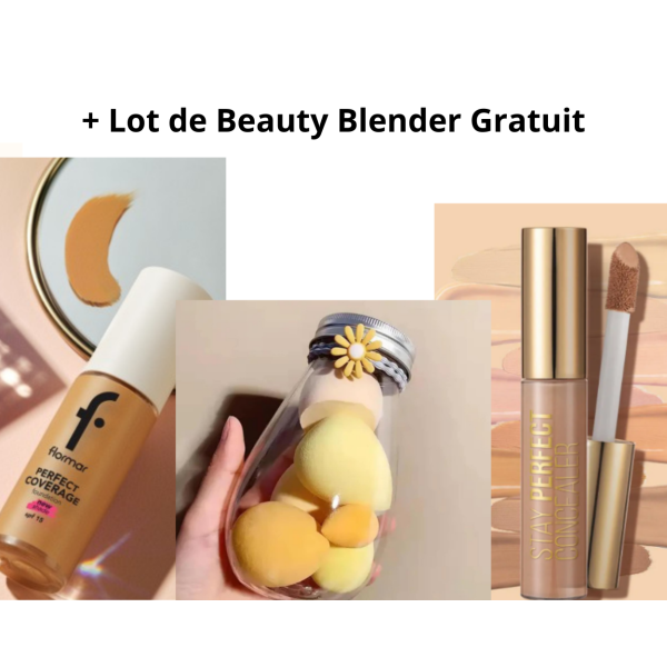 Pack Perfect Coverage: Fondation + Concealer +Lot de Beauty Blender Gratuit